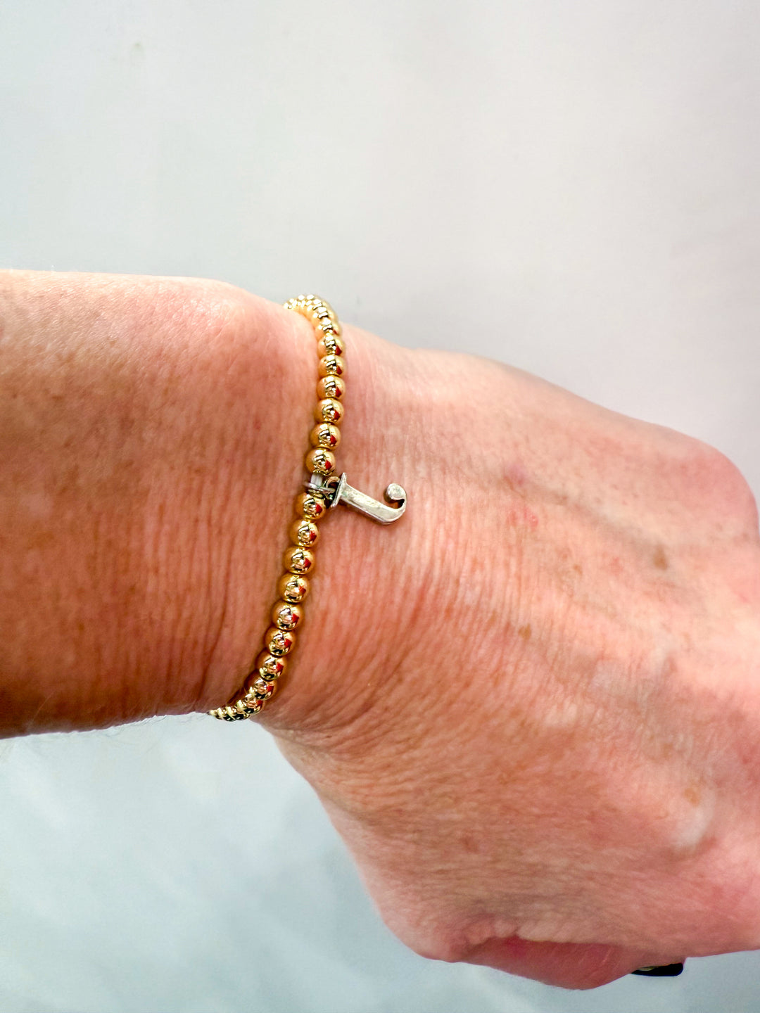 Two-Tone Initial Stretch Bracelet