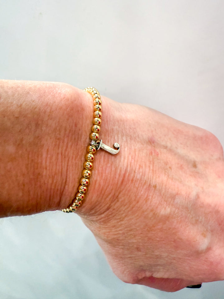 Two-Tone Initial Stretch Bracelet
