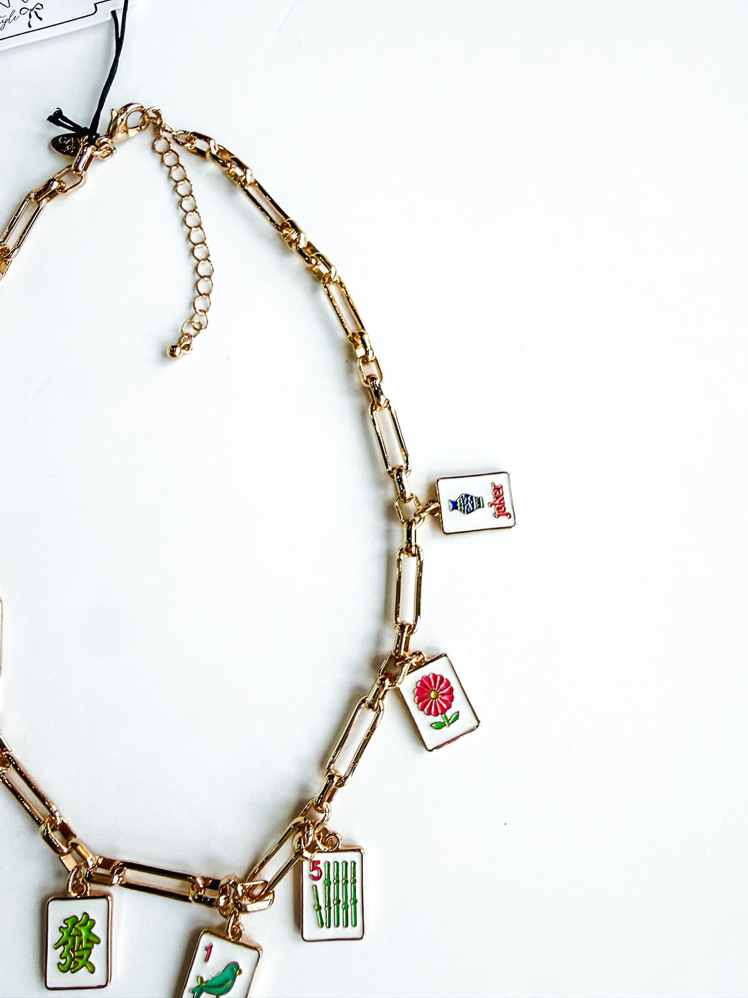 Mahjong Enamel Charm Necklace