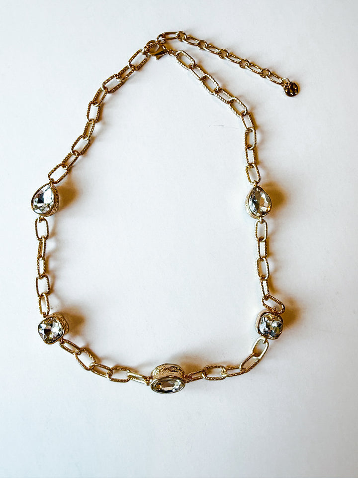 Short Chain with Teardrop Stone Accents