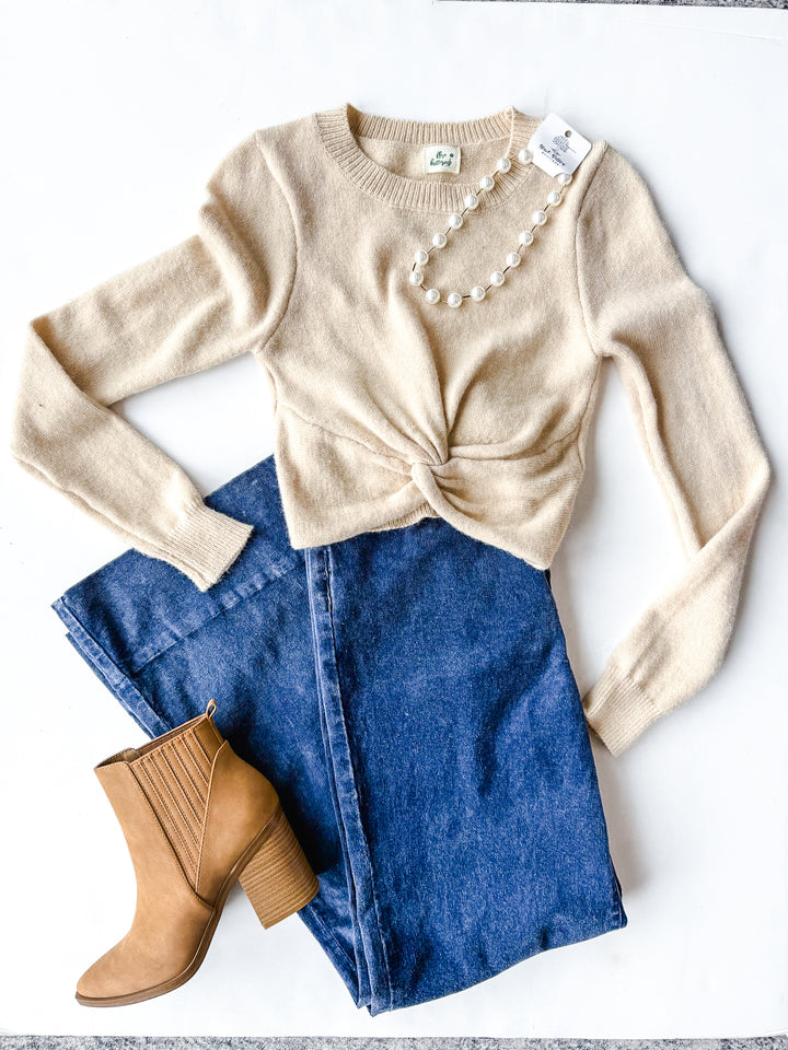 Fanciful Front Knot Sweater