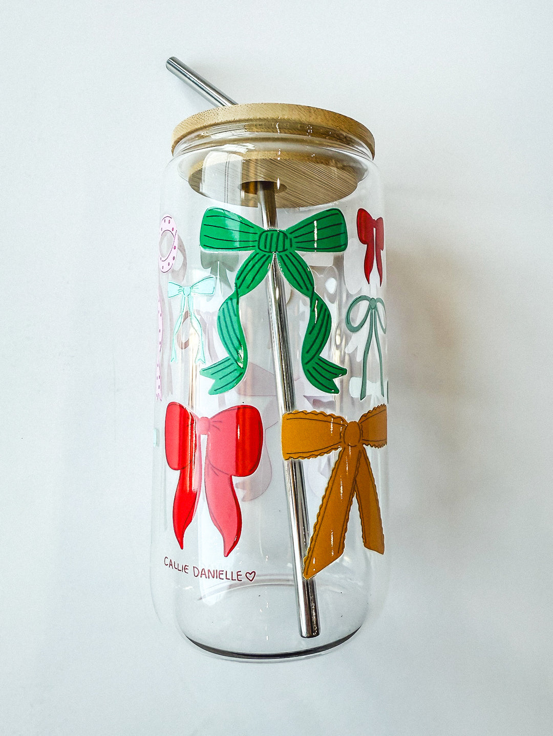 Multicolor Bow Glass Cup