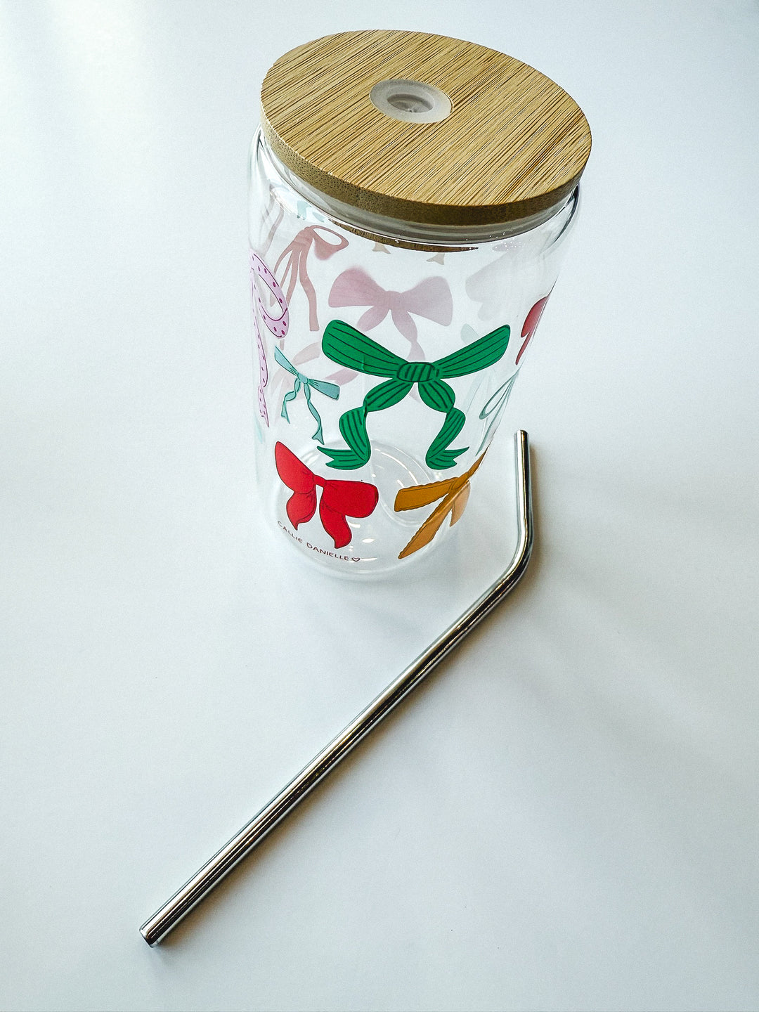 Multicolor Bow Glass Cup