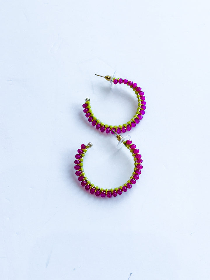 Lilian Crystal Threaded Bead Hoop