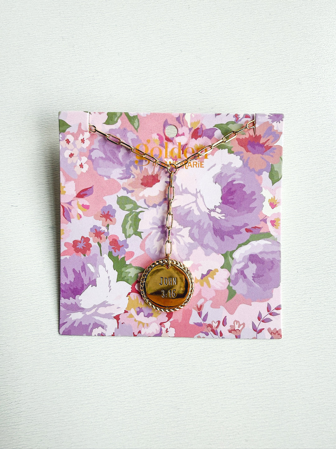 18K Plated Faith Chain Necklace on Card