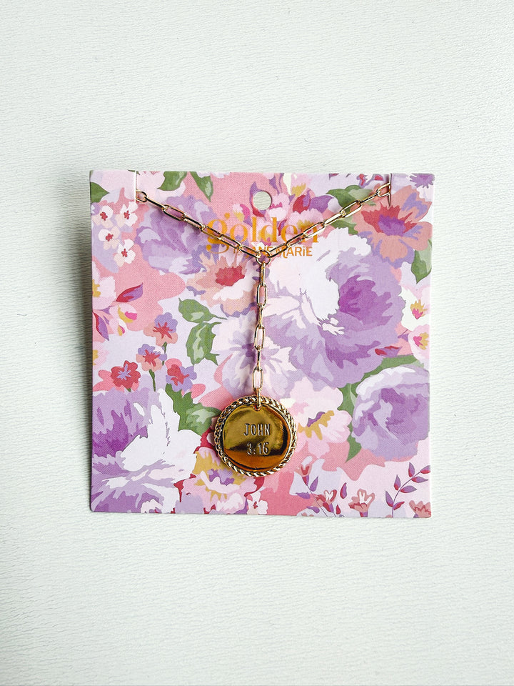 18K Plated Faith Chain Necklace on Card