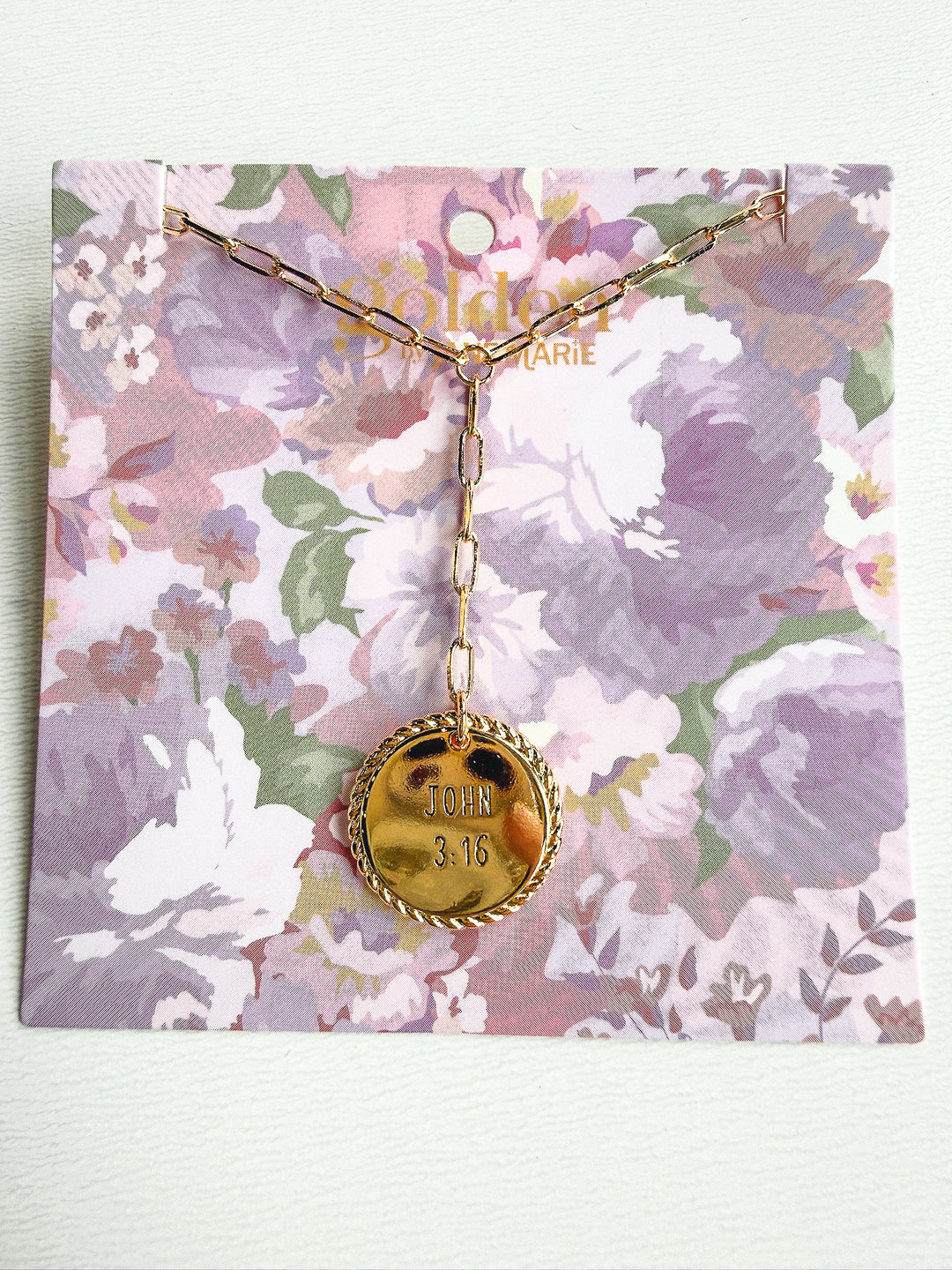 18K Plated Faith Chain Necklace on Card