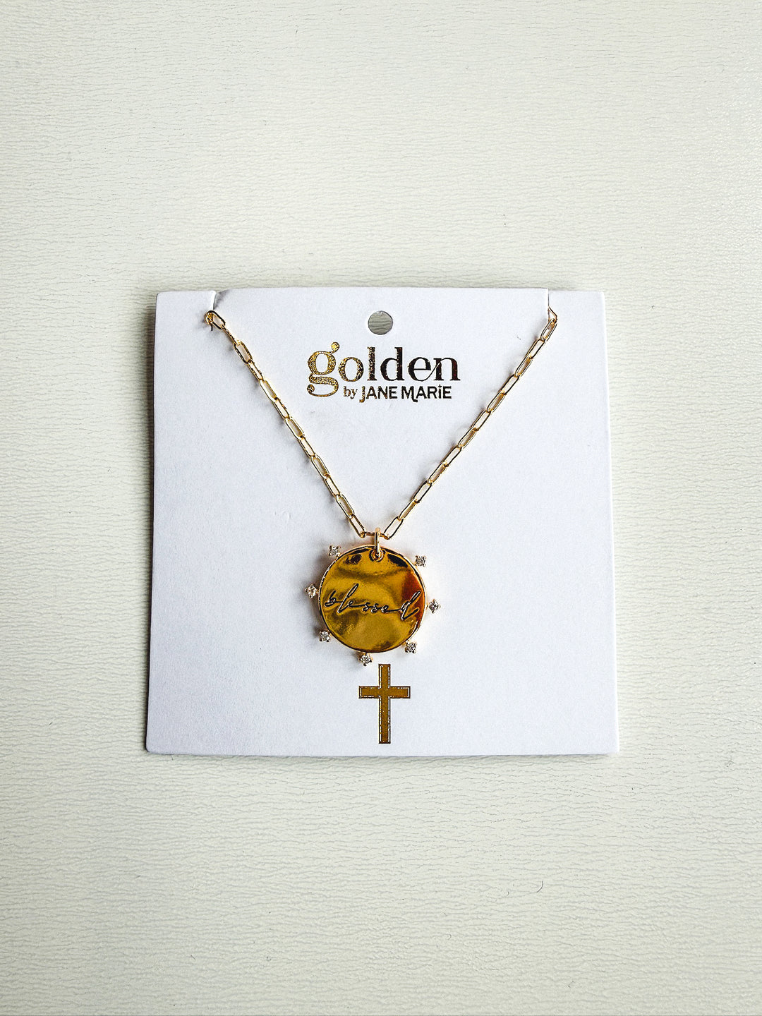 18K Plated Faith Chain Necklace on Card