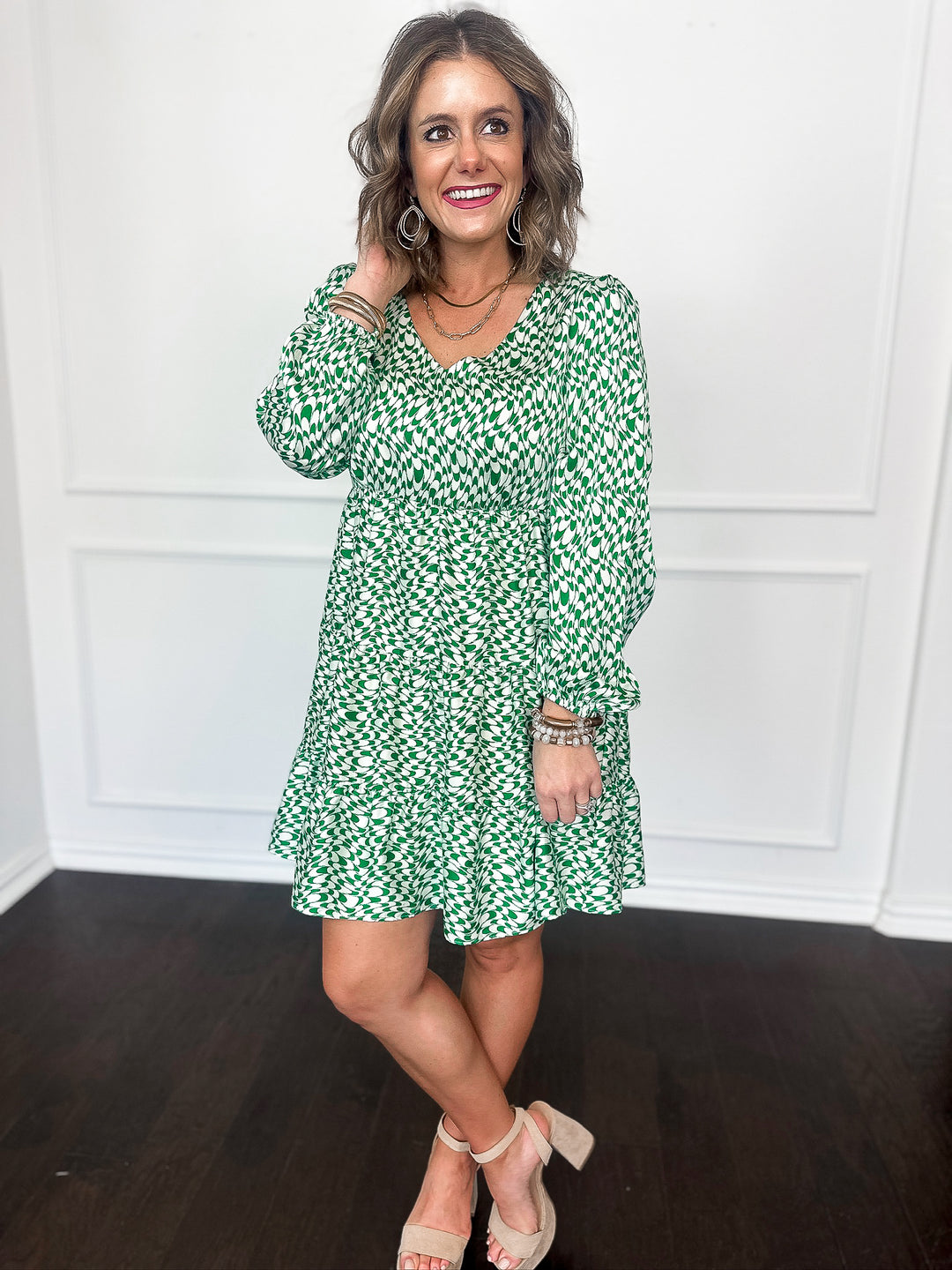 Geo Effect Long Sleeve Dress Black Willow Boutique, LLC Geo Effect Long Sleeve Dress Black Willow Boutique, LLC