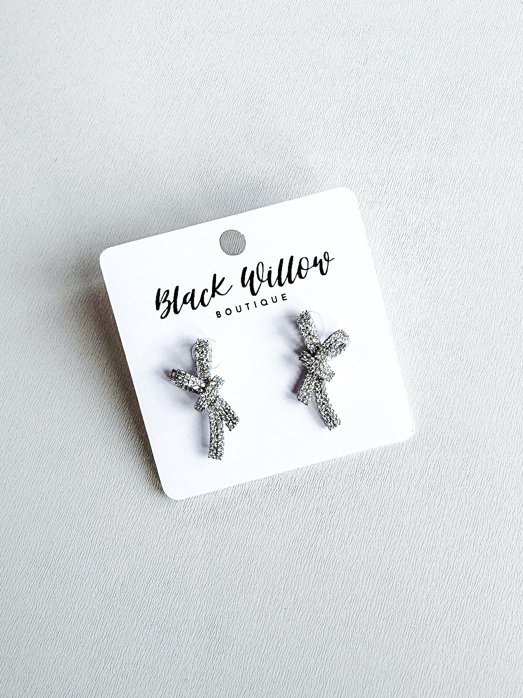 Rhinestone Bow Earrings