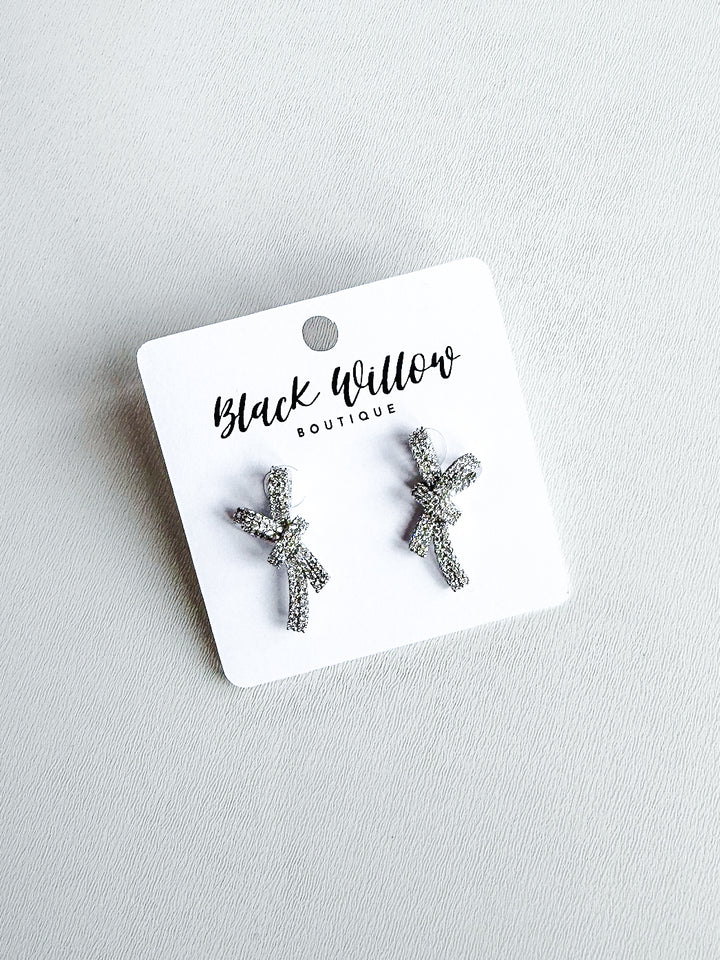 Rhinestone Bow Earrings