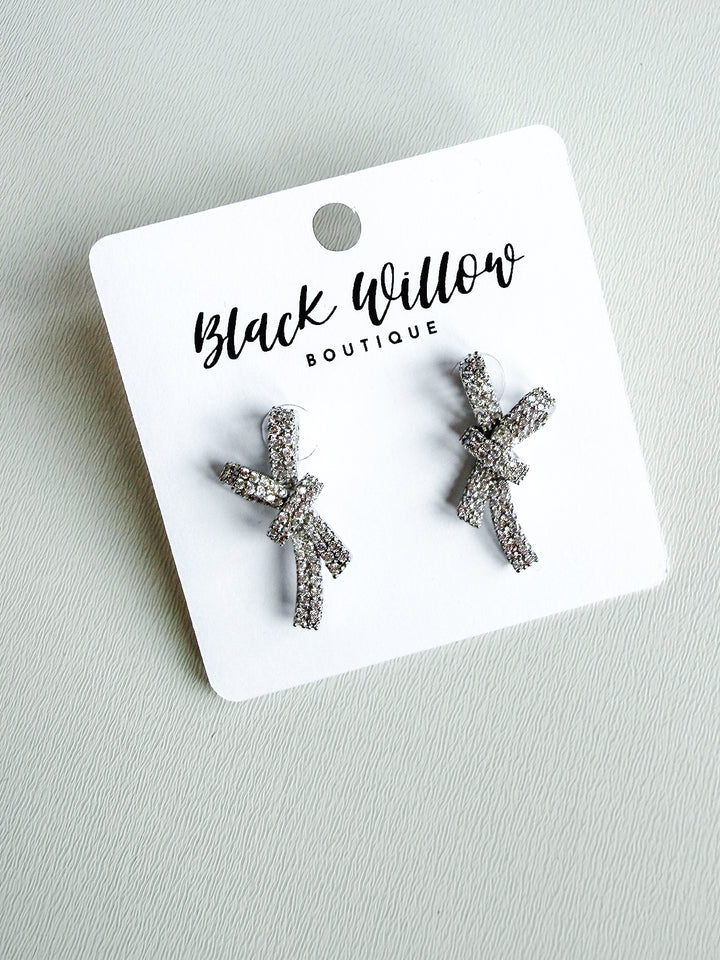 Rhinestone Bow Earrings