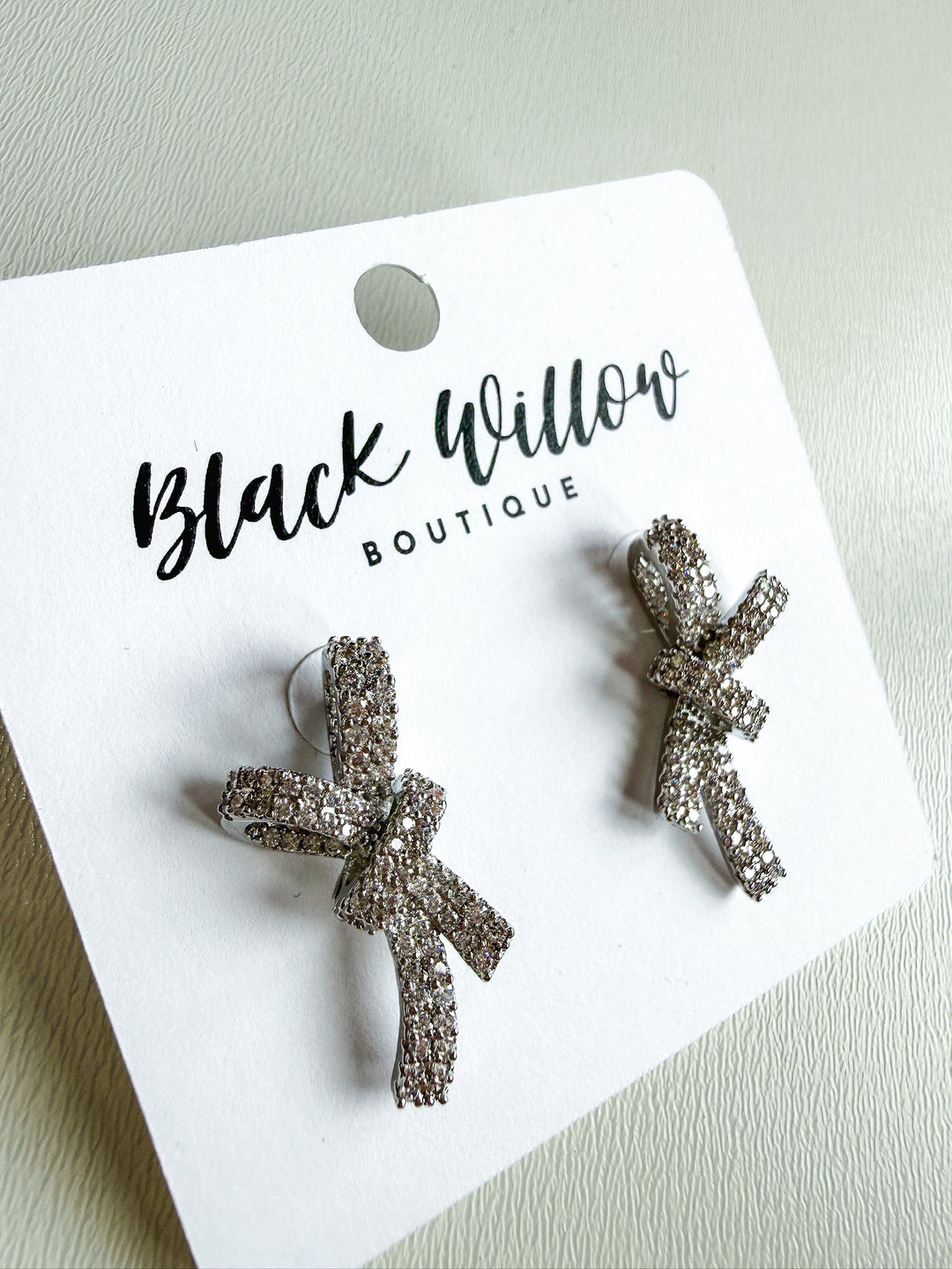 Rhinestone Bow Earrings