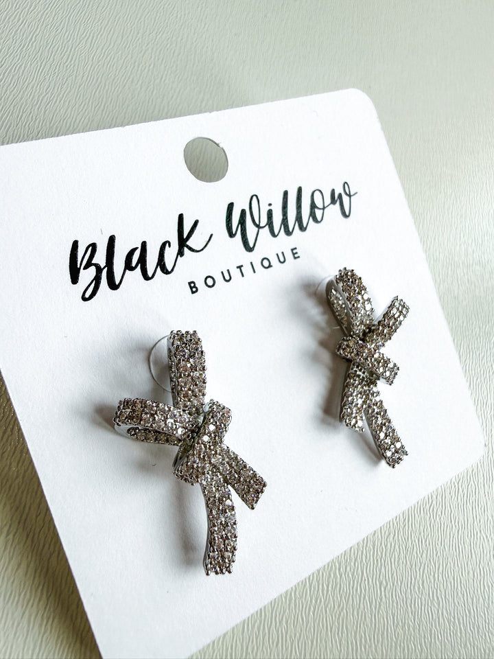 Rhinestone Bow Earrings