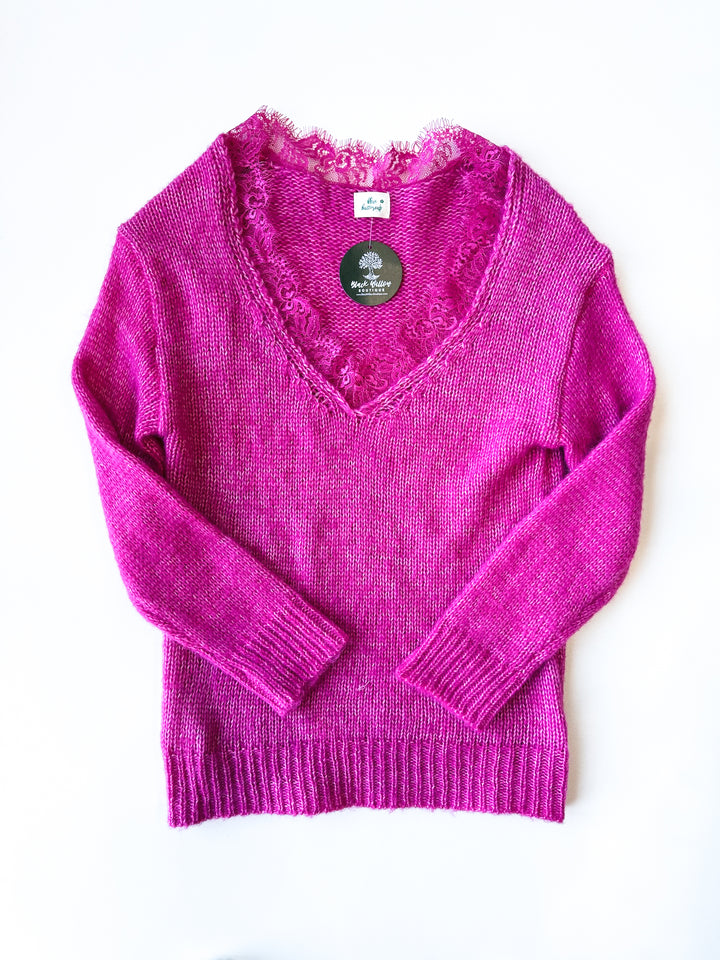 Lucky in Love Lace Trim Sweater