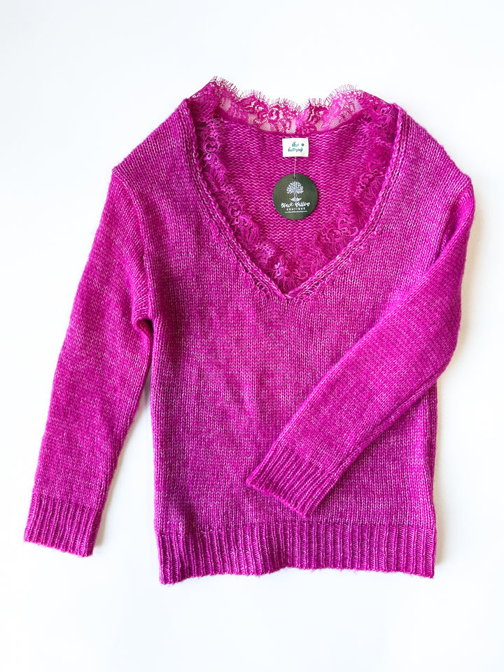 Lucky in Love Lace Trim Sweater