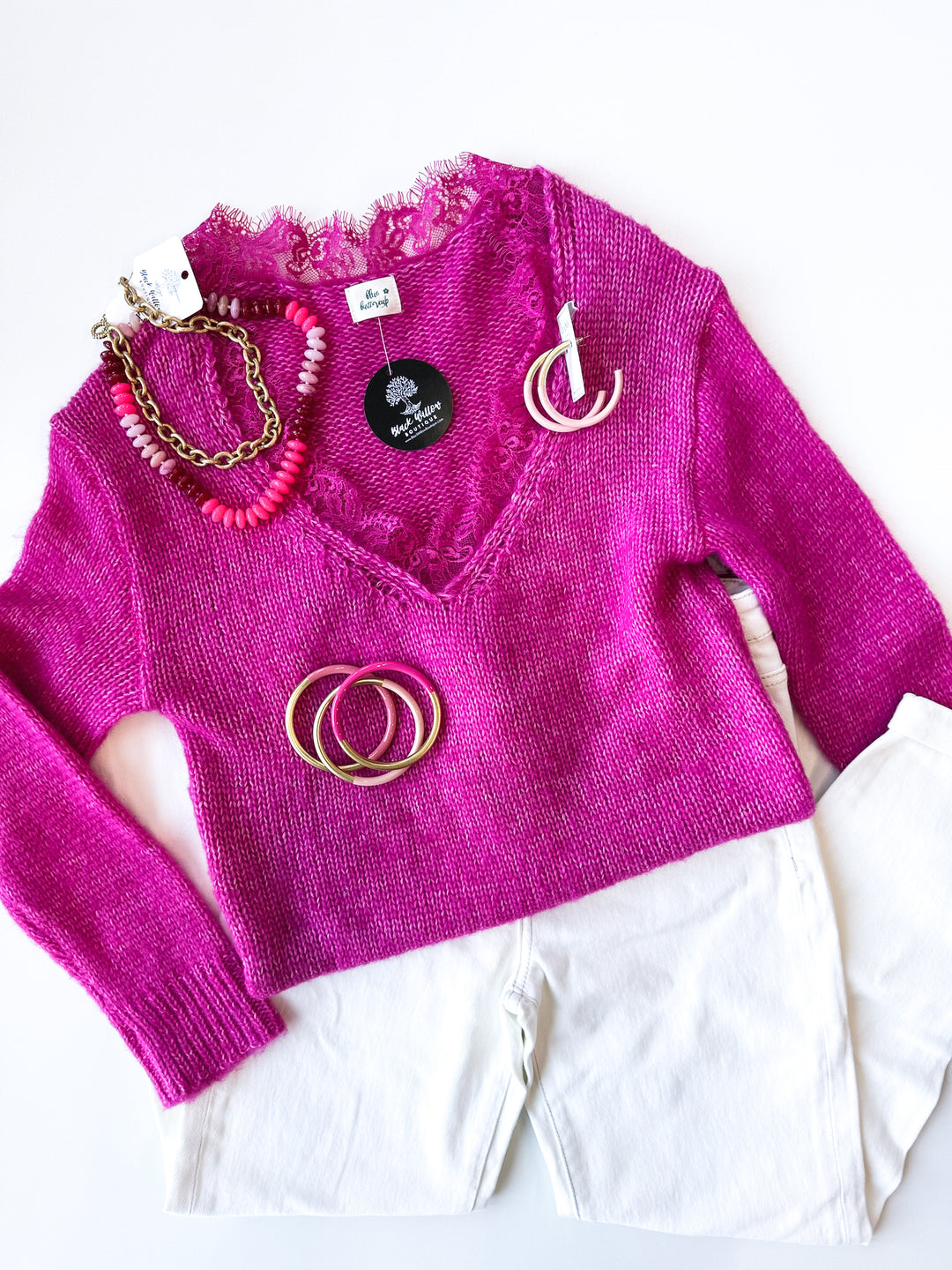 Lucky in Love Lace Trim Sweater