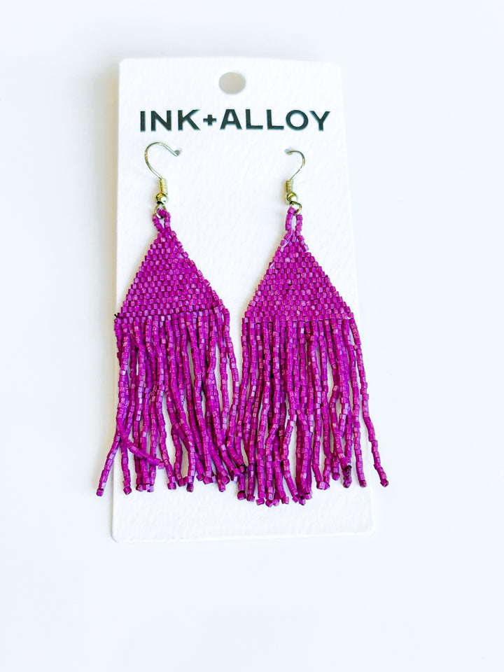Lexie Solid Beaded Fringe Earring