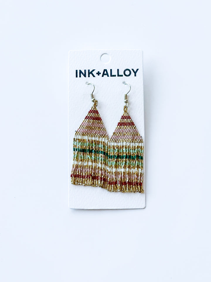 Lexie Stripes Multicolor Petite Fringe Earring Ink + Alloy