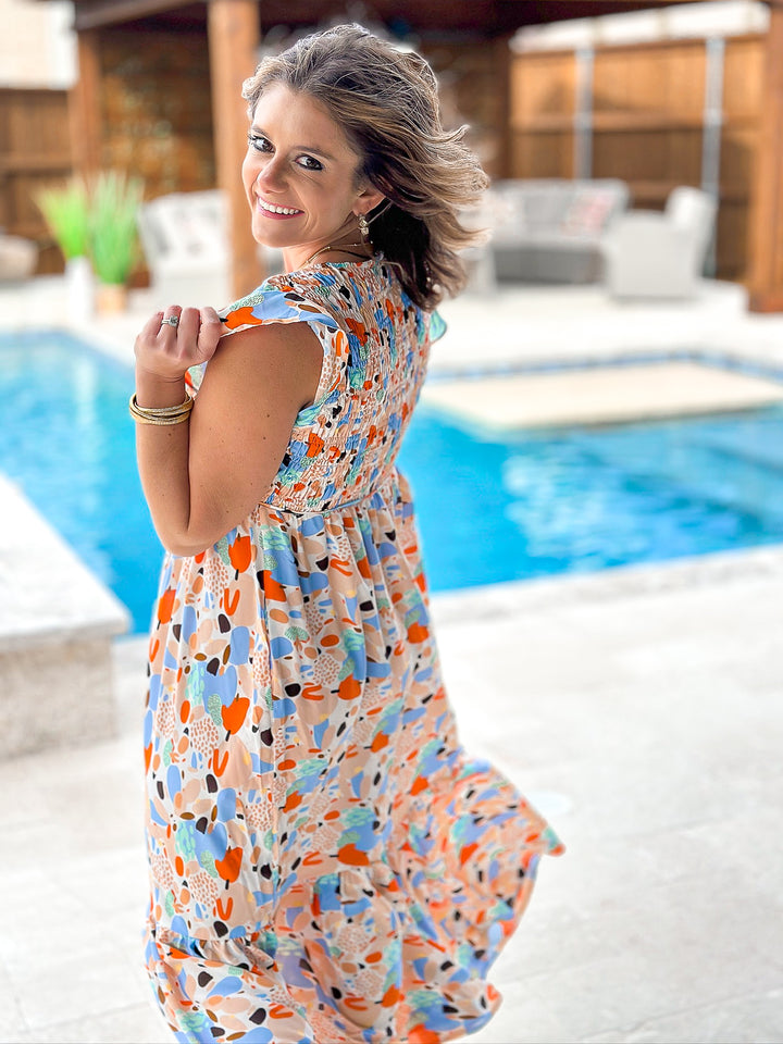 Poppin' Print Smocked Maxi