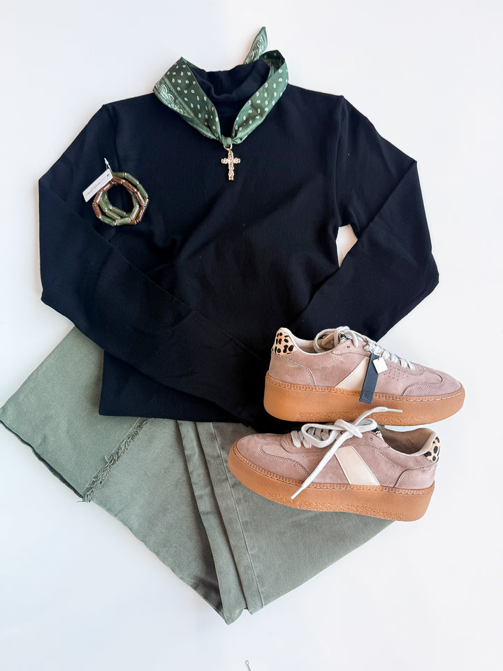 Where It Whenever Ribbed Mock Neck Top