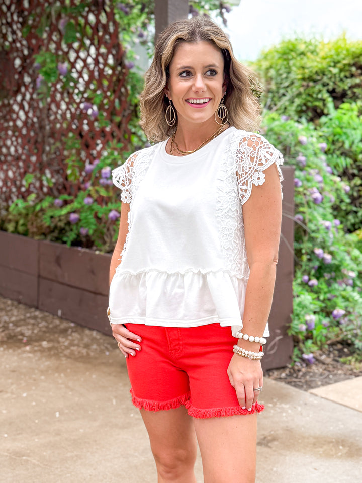 Risen TC-High Rise Fray Hem Shorts