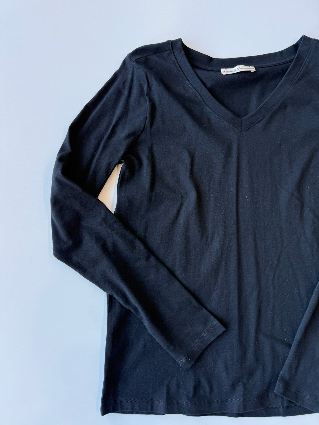 Signature Staple Long Sleeve V Neck Tee