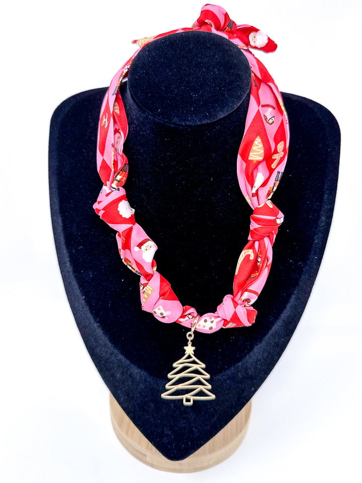Christmas Silk Knotted Scarf Necklace