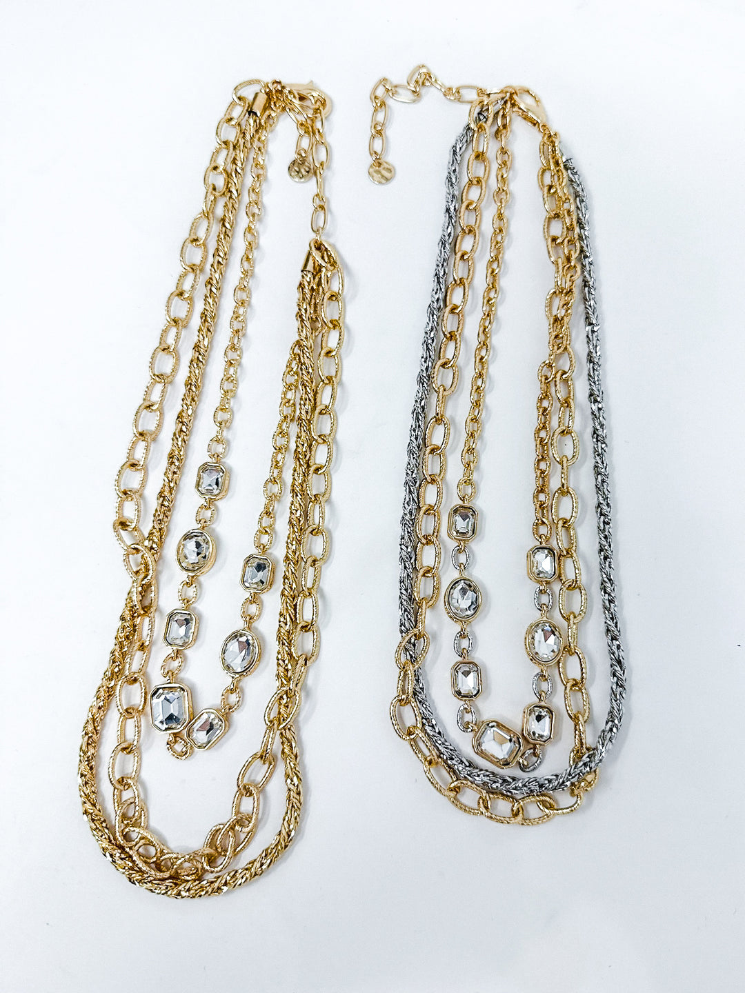 Textured Layered Chain with Clear Crystal
