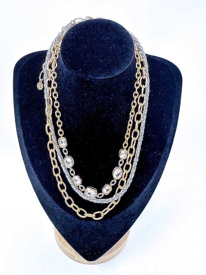Textured Layered Chain with Clear Crystal