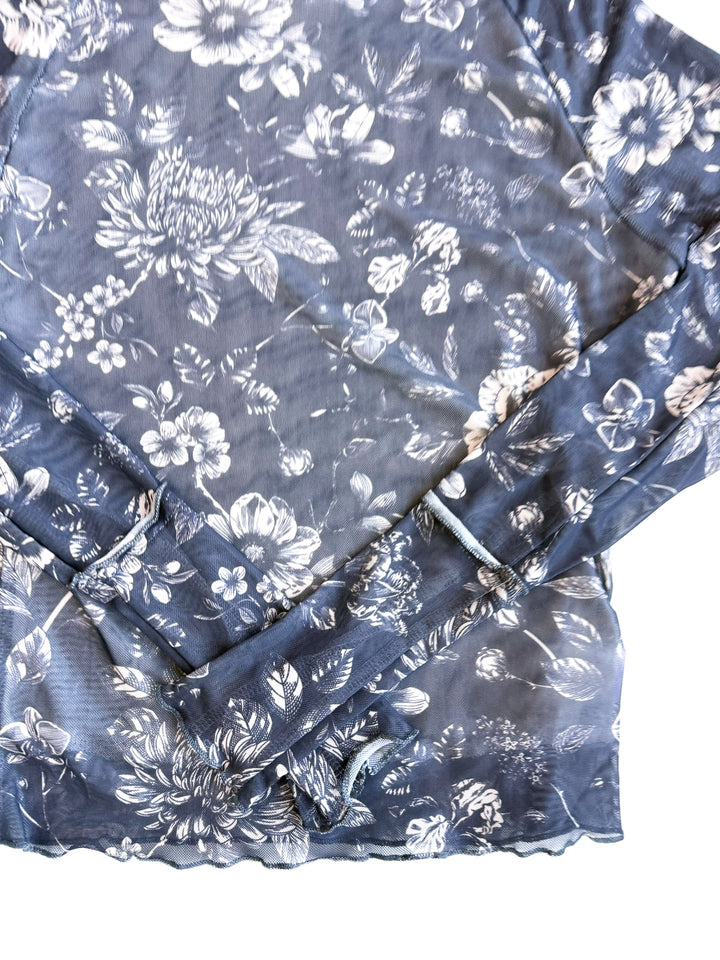 Neutrally Beautiful Mesh Sleeve Mock Neck