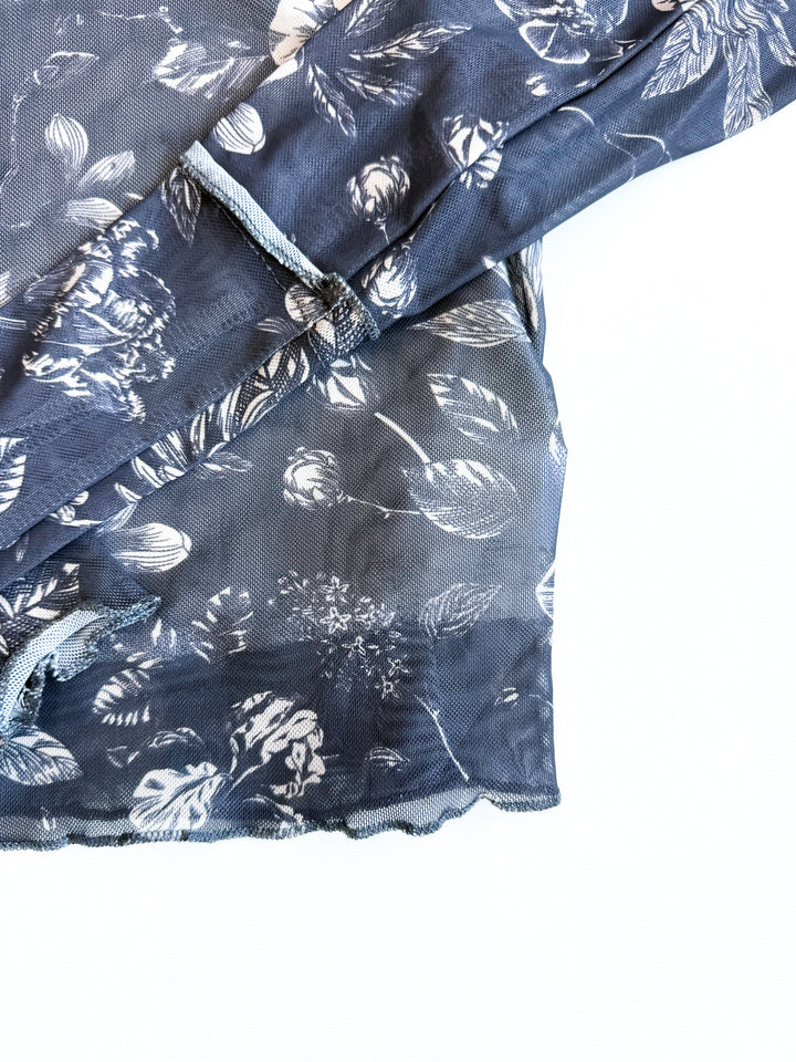 Neutrally Beautiful Mesh Sleeve Mock Neck