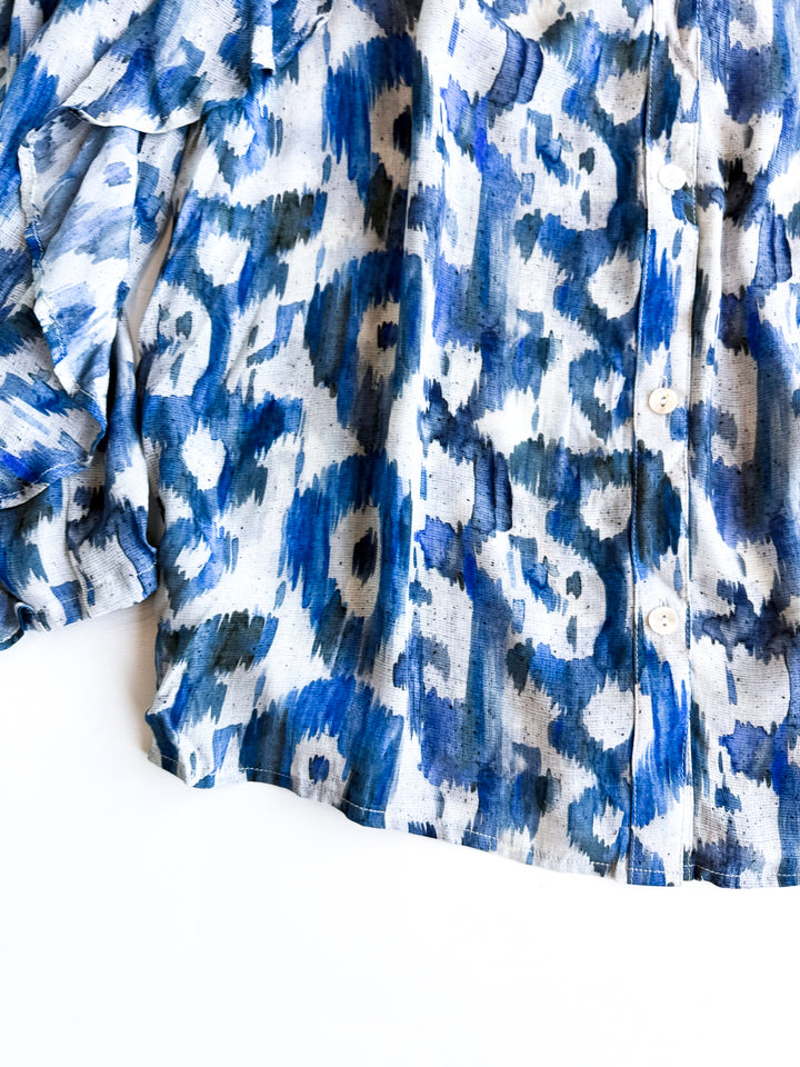 Willow Print Button Front Blouse