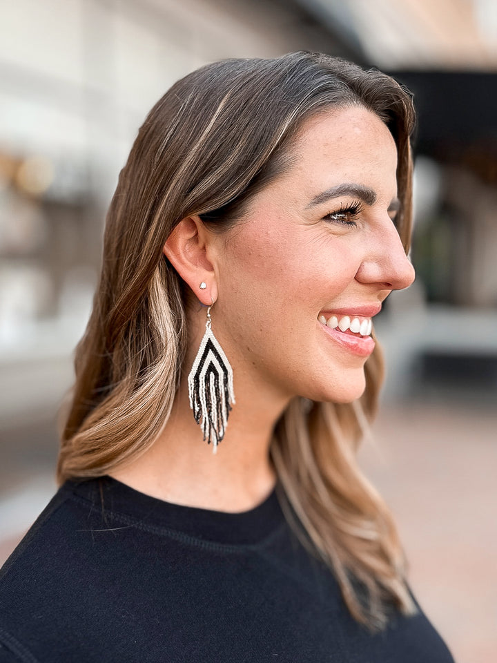 Haley Stripe Haley Earring with Fringe - Ink + Alloy