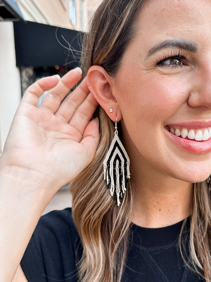 Haley Stripe Haley Earring with Fringe - Ink + Alloy