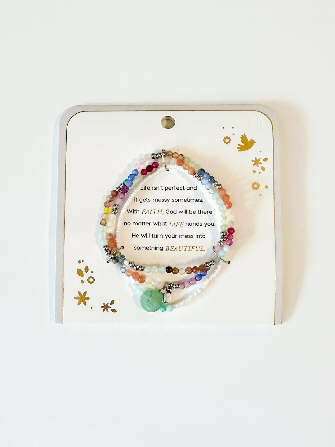 Life is Beautiful Cross Bracelet Stack