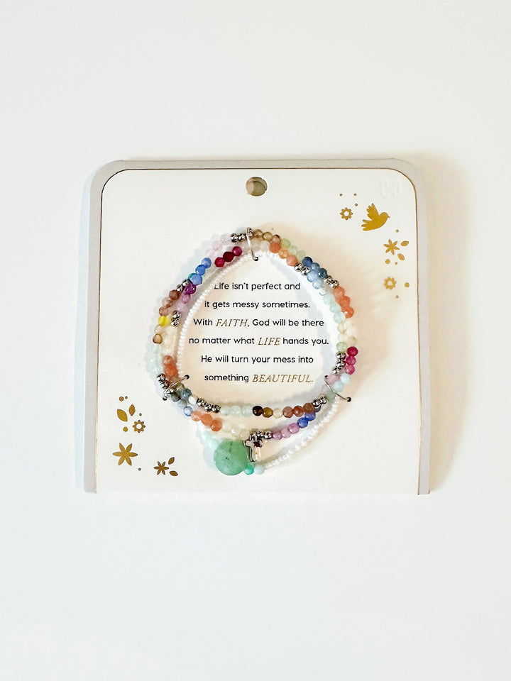 Life is Beautiful Cross Bracelet Stack