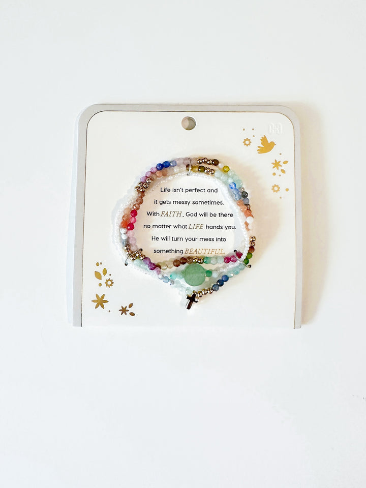 Life is Beautiful Cross Bracelet Stack