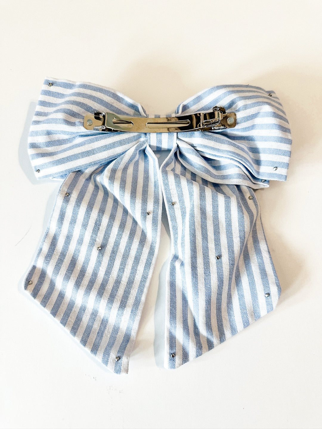 Pearls & Stripes Bow Clip