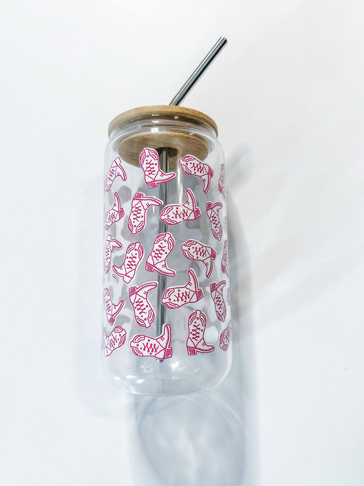 Cowgirl Boot Glass with Straw