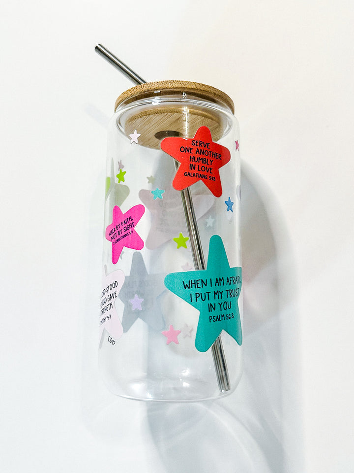 Bright Bible Verse Glass with Straw