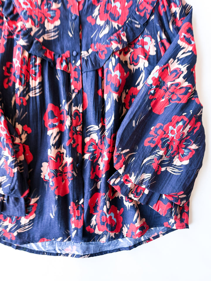 Wild Bloom Ruffle Button Up