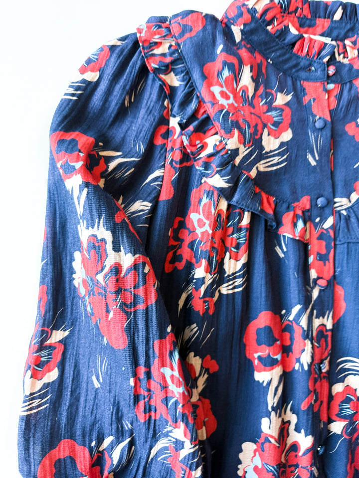 Wild Bloom Ruffle Button Up