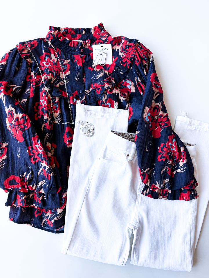 Wild Bloom Ruffle Button Up