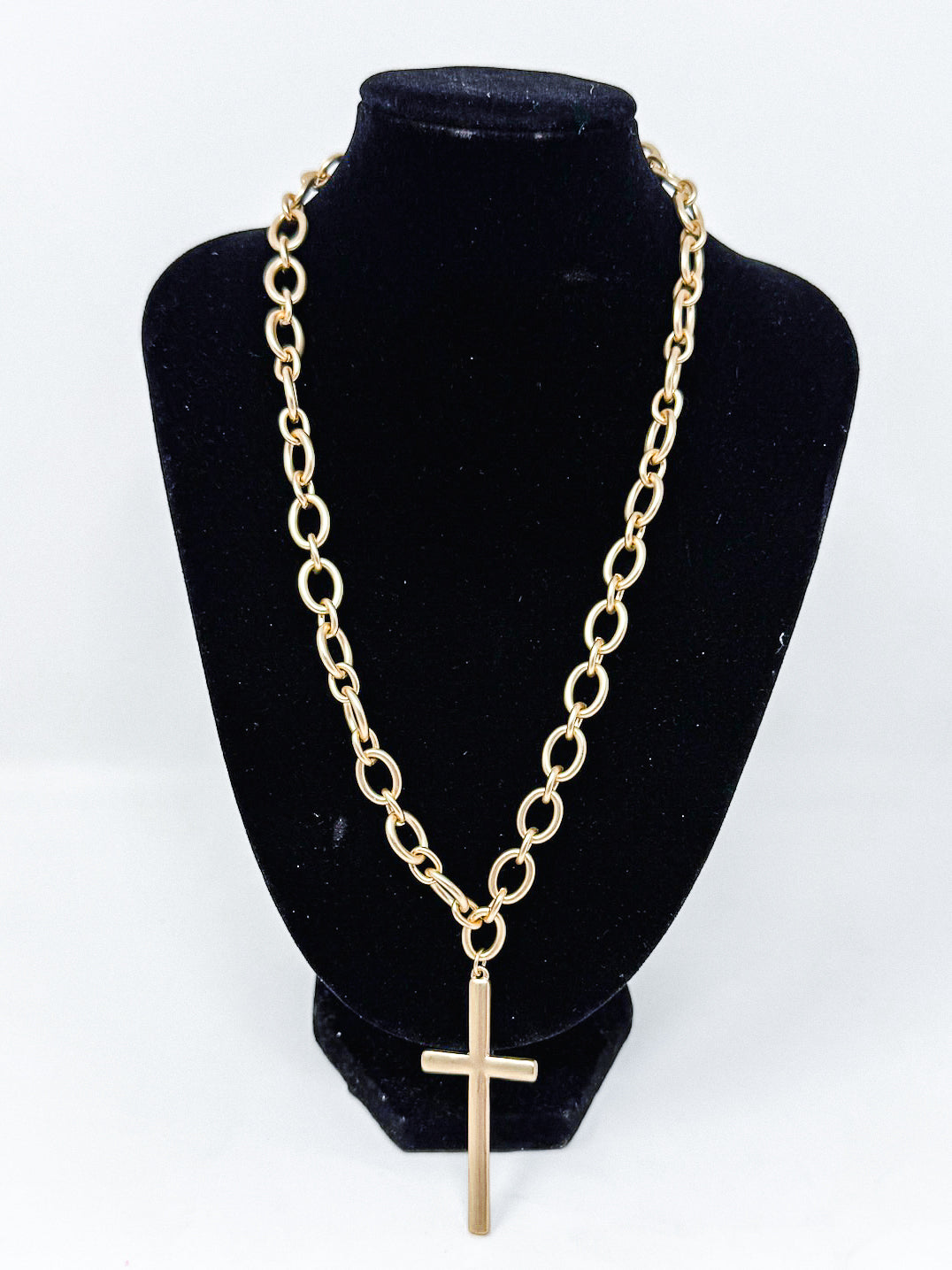Short Chain Necklace with Muted Cross