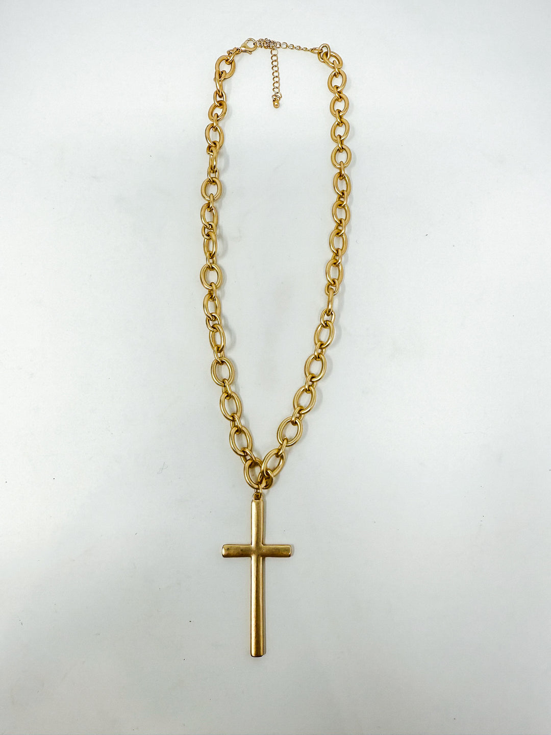 Short Chain Necklace with Muted Cross