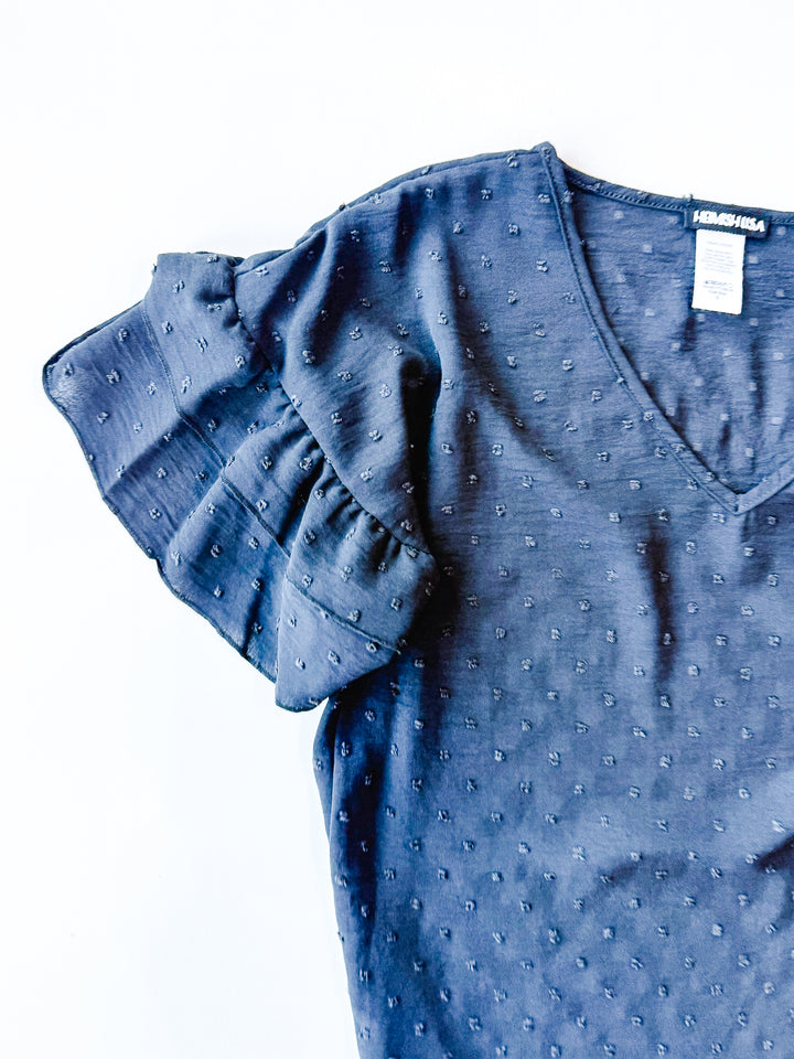 Swiss Dot V Neck Blouse