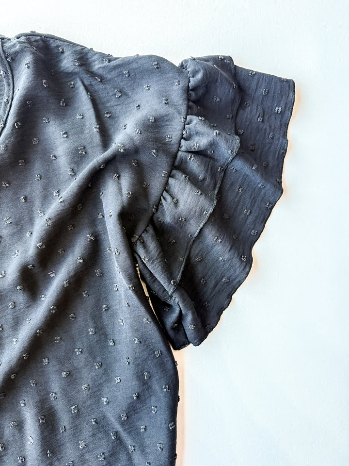 Swiss Dot V Neck Blouse