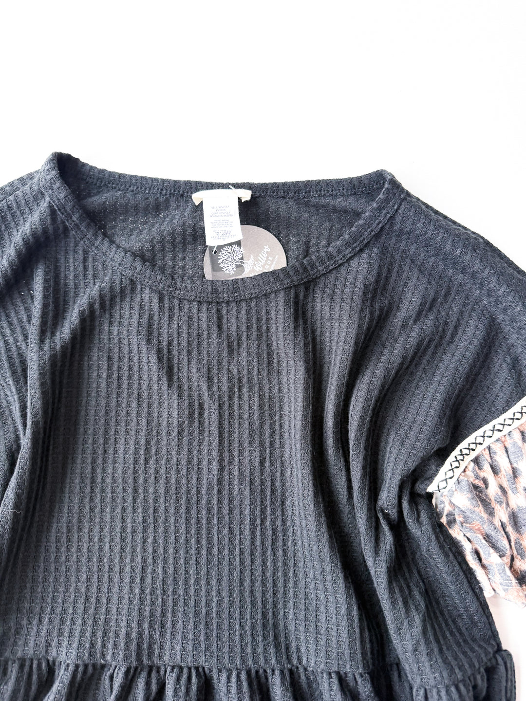 Leopard Trim Babydoll Top