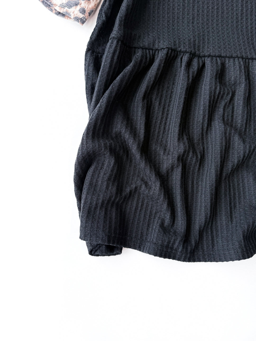 Leopard Trim Babydoll Top